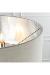 Netlighting Highclere Base & Shade Floor Lamp Brushed Chrome Plate Natural Linen in Grey - thumbnail 6