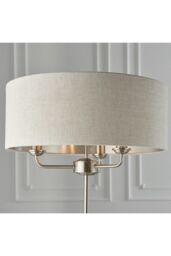 Netlighting Highclere Base & Shade Floor Lamp Brushed Chrome Plate Natural Linen in Grey - thumbnail 4