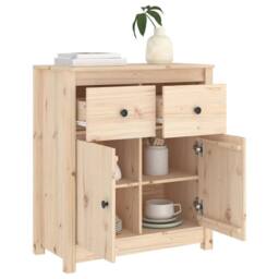Berkfield Home Sideboard 70x35x80 cm Solid Wood Pine in Light Tan - Size: 70 x 35 x 80 cm - thumbnail 4