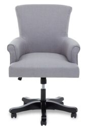 Orsina Grey Home Office Chair, Scroll‑Arm Grey Fabric Swivel Seat, Height‑Adjustable Task Chair with Wooden Base - thumbnail 6