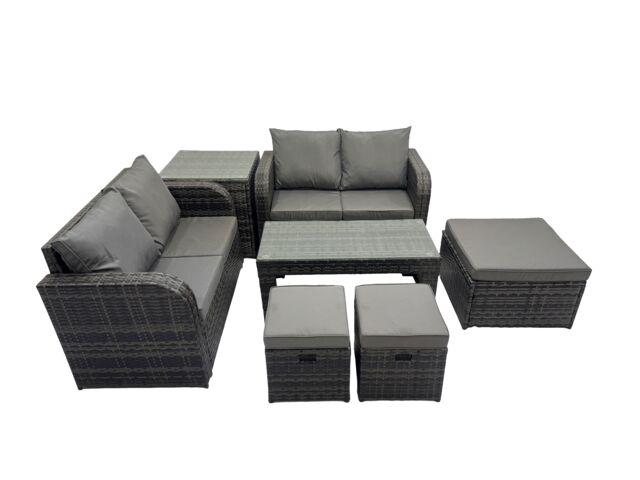 Fimous Garden Outdoor Furniture Set with Side Table 3 Stools Dark Grey Mixed - image 1