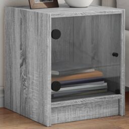 Berkfield Home Bedside Cabinet with Glass Door Grey Sonoma 35x37x42 cm - Size: 35 x 37 x 42 cm
