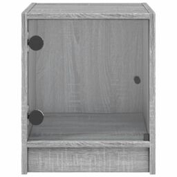 Berkfield Home Bedside Cabinet with Glass Door Grey Sonoma 35x37x42 cm - Size: 35 x 37 x 42 cm - thumbnail 6