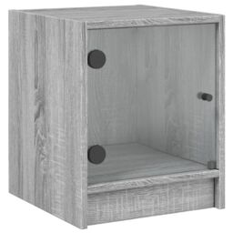 Berkfield Home Bedside Cabinet with Glass Door Grey Sonoma 35x37x42 cm - Size: 35 x 37 x 42 cm - thumbnail 2