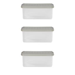 Wham Clip 3x 10.5L Rectangular Plastic Storage Boxes with Clip Lock Lids in Stone - thumbnail 1