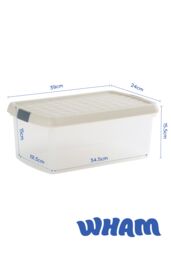 Wham Clip 3x 10.5L Rectangular Plastic Storage Boxes with Clip Lock Lids in Stone - thumbnail 6