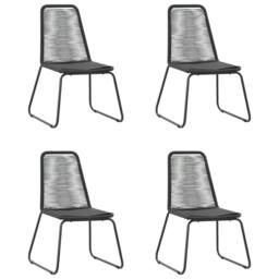 Berkfield Home 5 Piece Garden Dining Set PVC Rattan Black - thumbnail 4