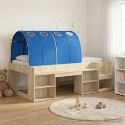 Berkfield Home Bed Frame with Tunnel 3 pcs Sonoma Oak & Blue Engineered Wood in Brown - thumbnail 1