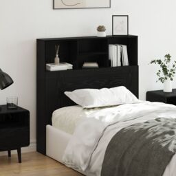 Berkfield Home Headboard Cabinet Black oak 100 x 19 x 103.5 cm Engineered wood - thumbnail 4