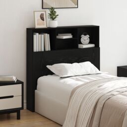 Berkfield Home Headboard Cabinet Black oak 100 x 19 x 103.5 cm Engineered wood - thumbnail 1