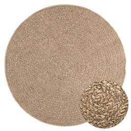 Berkfield Home Rug 120 cm Jute Look Indoor & Outdoor in Brown - Size: 100 cm diameter - thumbnail 2