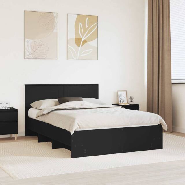 Berkfield Home Bed Frame with Headboard Black 140 x 200 cm Engineered Wood - image 1