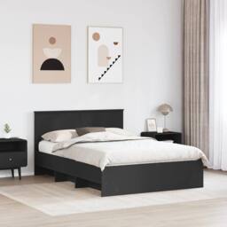 Berkfield Home Bed Frame with Headboard Black 140 x 200 cm Engineered Wood - thumbnail 3