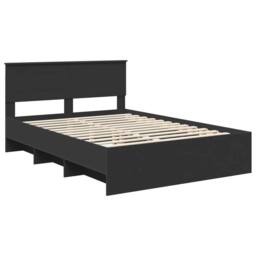 Berkfield Home Bed Frame with Headboard Black 140 x 200 cm Engineered Wood - thumbnail 4