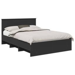 Berkfield Home Bed Frame with Headboard Black 140 x 200 cm Engineered Wood - thumbnail 2