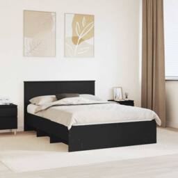 Berkfield Home Bed Frame with Headboard Black 140 x 200 cm Engineered Wood