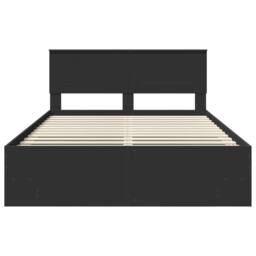 Berkfield Home Bed Frame with Headboard Black 140 x 200 cm Engineered Wood - thumbnail 7