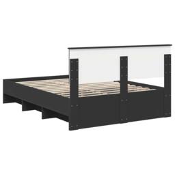 Berkfield Home Bed Frame with Headboard Black 140 x 200 cm Engineered Wood - thumbnail 9