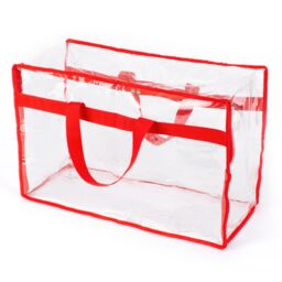 Christmas Village Clear PVC Storage Bags Large Zipped Organiser in Red - thumbnail 1