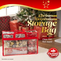 Christmas Village Clear PVC Storage Bags Large Zipped Organiser in Red - thumbnail 2