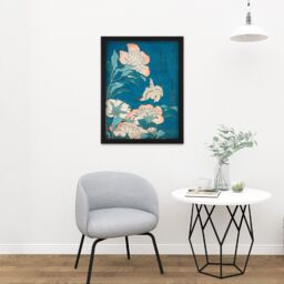 "Artery8 Wall Art Print Katsushika Hokusai Peonies & Canary Large Framed Wall Décor Art in Black - Size: W18"" x H24""" - thumbnail 2
