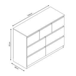 LUXURY LIFE Carlton Gloss Chest of Drawers 7 Drawer Merchant in White - thumbnail 2