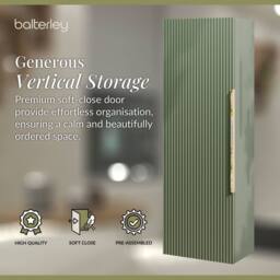 Balterley Front Wall Hung Single Door Tall Storage Unit, Brushed Brass, 400mm in Green - thumbnail 3