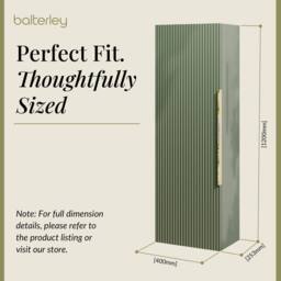 Balterley Front Wall Hung Single Door Tall Storage Unit, Brushed Brass, 400mm in Green - thumbnail 5