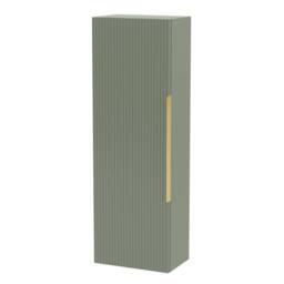 Balterley Front Wall Hung Single Door Tall Storage Unit, Brushed Brass, 400mm in Green