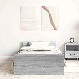 Berkfield Home Durable Bed Frame Grey Sonoma 75x190 cm Small Single Engineered Wood - thumbnail 1