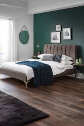 Julian Bowen Deco Upholstered Bed in Chocolate - Size: King - thumbnail 1