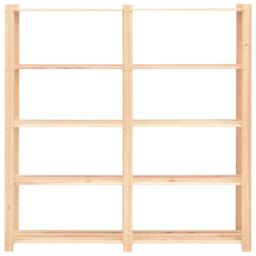Berkfield Home 5-Tier Storage Racks 2 pcs 170x38x170 cm Solid Pinewood 500 kg in Beige - Size: 170 x 38 x 170 cm - thumbnail 4