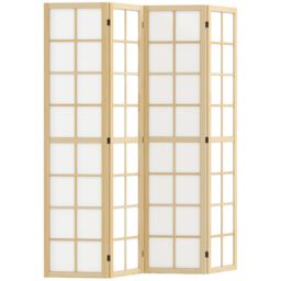 HOMCOM Indoor Room Partition, 4 Panel Folding Room Divider, 160 x 170cm in Natural - Size: 160 x 170 cm - thumbnail 2