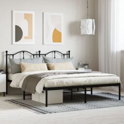 Berkfield Home Metal Bed Frame with Headboard Black 180x200 cm Super King - thumbnail 1
