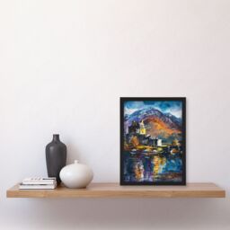 Artery8 Eilean Donan Castle Oil Painting Skye Scotland Framed Art Print in Blue - Size: A4 - thumbnail 4