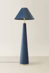 ValueLights Martha Conical Lamp Shade Full Fabric Velvet Midi Floor Lamp with Bulb in Blue - thumbnail 3