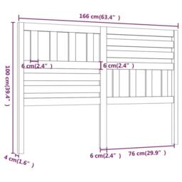 Berkfield Home Beautiful Bed Headboard Grey 166x4x100 cm Solid Wood Pine - Size: 166 x 4 x 100 cm - thumbnail 6