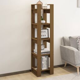 Berkfield Home Book Cabinet/Room Divider Honey Brown 41x35x160 cm Solid Wood Pine - Size: 41 x 35 x 160 cm - thumbnail 1