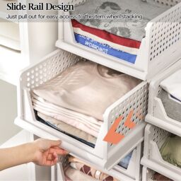 Living and Home 4pcs Stackable PP Pull-Out Wardrobe Organiser Drawers in White - thumbnail 8