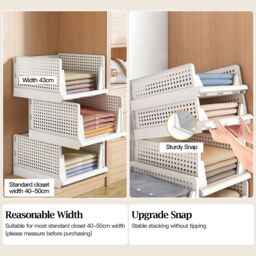 Living and Home 4pcs Stackable PP Pull-Out Wardrobe Organiser Drawers in White - thumbnail 9