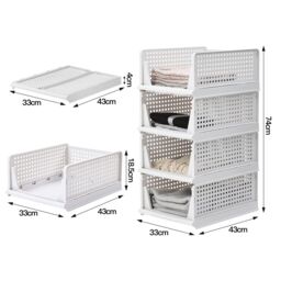 Living and Home 4pcs Stackable PP Pull-Out Wardrobe Organiser Drawers in White - thumbnail 6