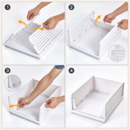 Living and Home 4pcs Stackable PP Pull-Out Wardrobe Organiser Drawers in White - thumbnail 7
