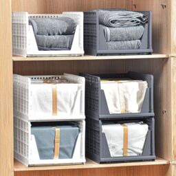 Living and Home 4pcs Stackable PP Pull-Out Wardrobe Organiser Drawers in White - thumbnail 2