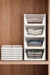 Living and Home 4pcs Stackable PP Pull-Out Wardrobe Organiser Drawers in White