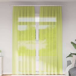 Berkfield Home Voile Curtains with Rod Pockets 2 pcs Apple Green - thumbnail 2