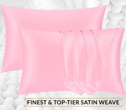 Grace Super Soft Pillow Cases 2 Pack Satin Silk Envelope Closure in Baby Pink - Size: Standard Pillow Case - thumbnail 2