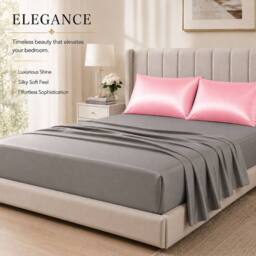 Grace Super Soft Pillow Cases 2 Pack Satin Silk Envelope Closure in Baby Pink - Size: Standard Pillow Case - thumbnail 7