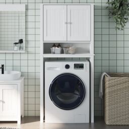 Berkfield Home Washing Machine Cabinet BERG White 76x27x164.5 cm Solid Wood