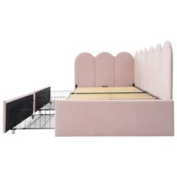 Matteo Pink Velvet 3ft Single Daybed with 2 Storage Drawers - Modern Sofa Bed Frame & Slats for 90x190cm UK Mattress - thumbnail 7