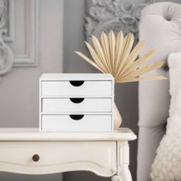 Kelvenix white 3 Drawer Bamboo Home Office Desktop - Size: 0.6m2 - thumbnail 3